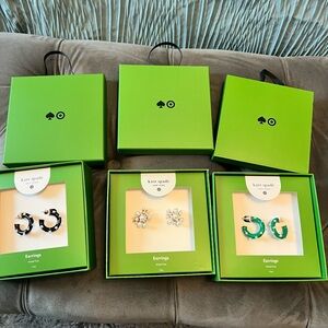 Kate Spade Black and Green Earring Trio